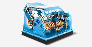 Systém pístového kompresoru BOGE s vodorovnou tlakovou nádobou